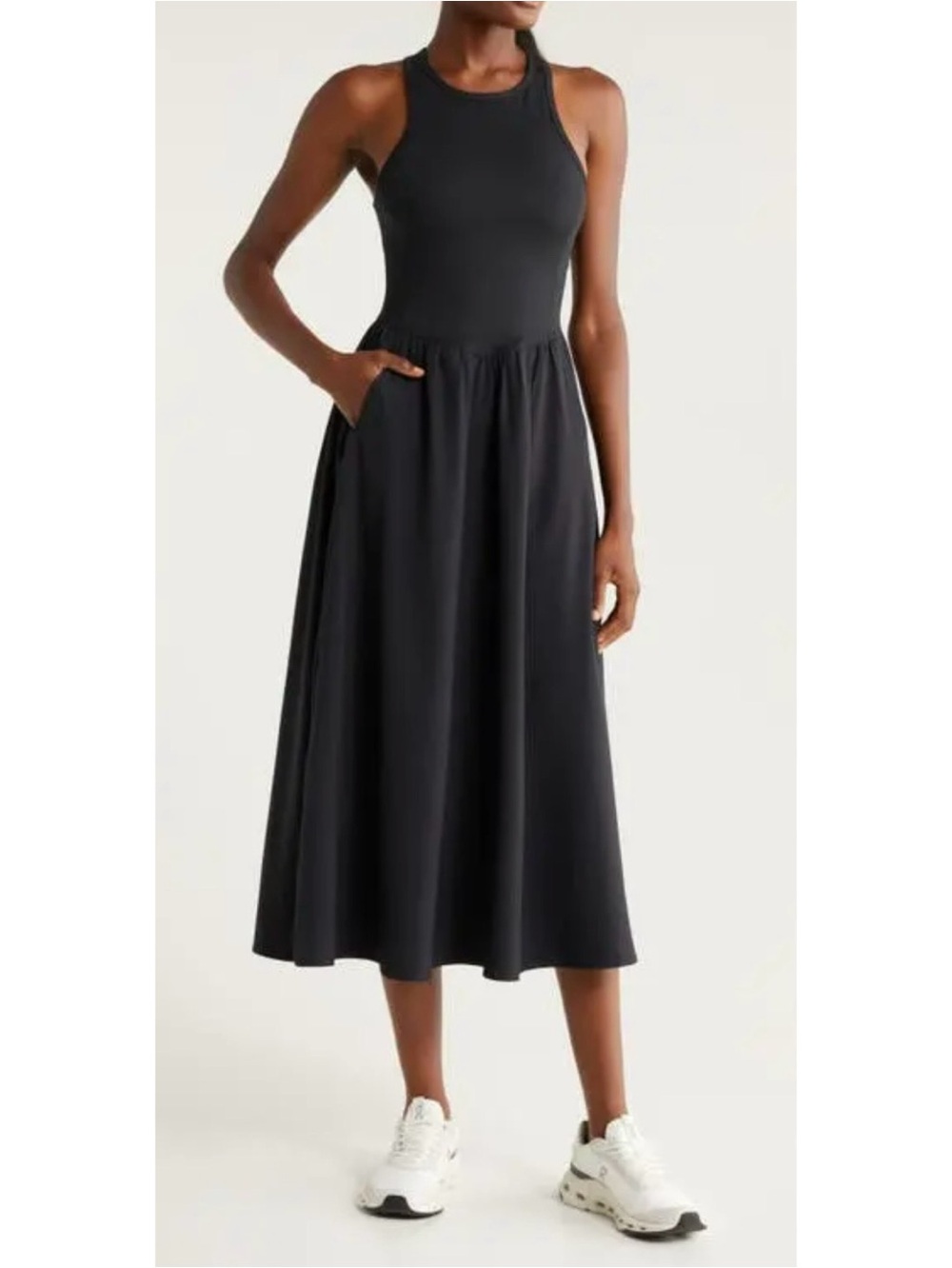 Zella Hybrid Tank Dress in Black, Size S